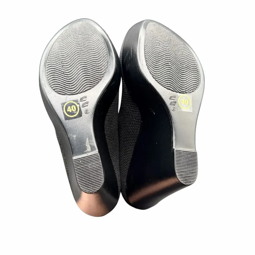 Barcelona Collective Mila Wedge Mule Black EU 40 US 9 Platform Heel